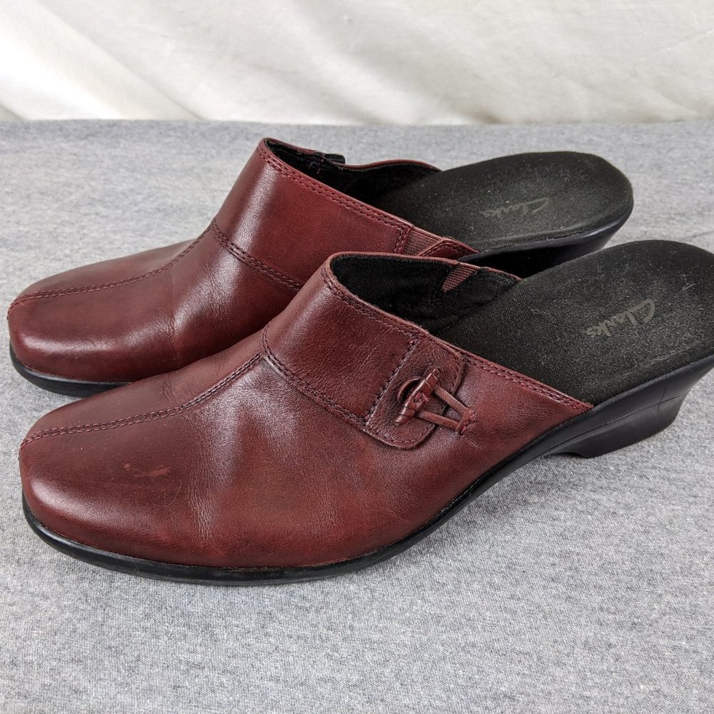 Burgandy Clarks Mules 11M